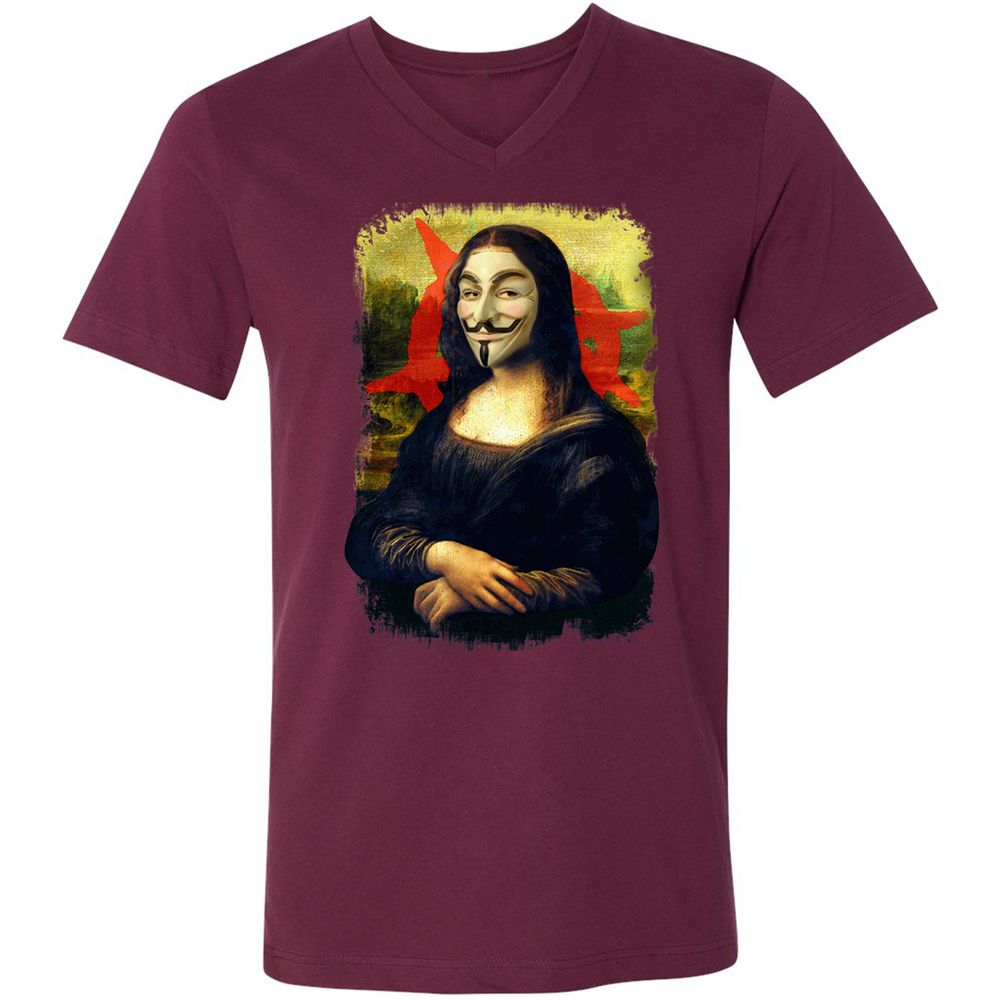 Unisex V-Neck T-Shirt - 85HE9J4U - Maroon - 6