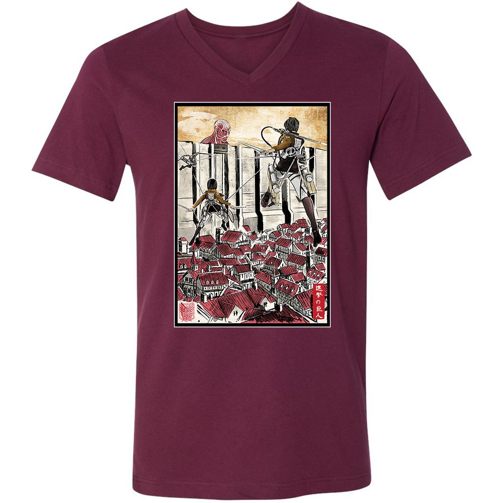 Unisex V-Neck T-Shirt - MYTWWEGZ - Maroon - 6
