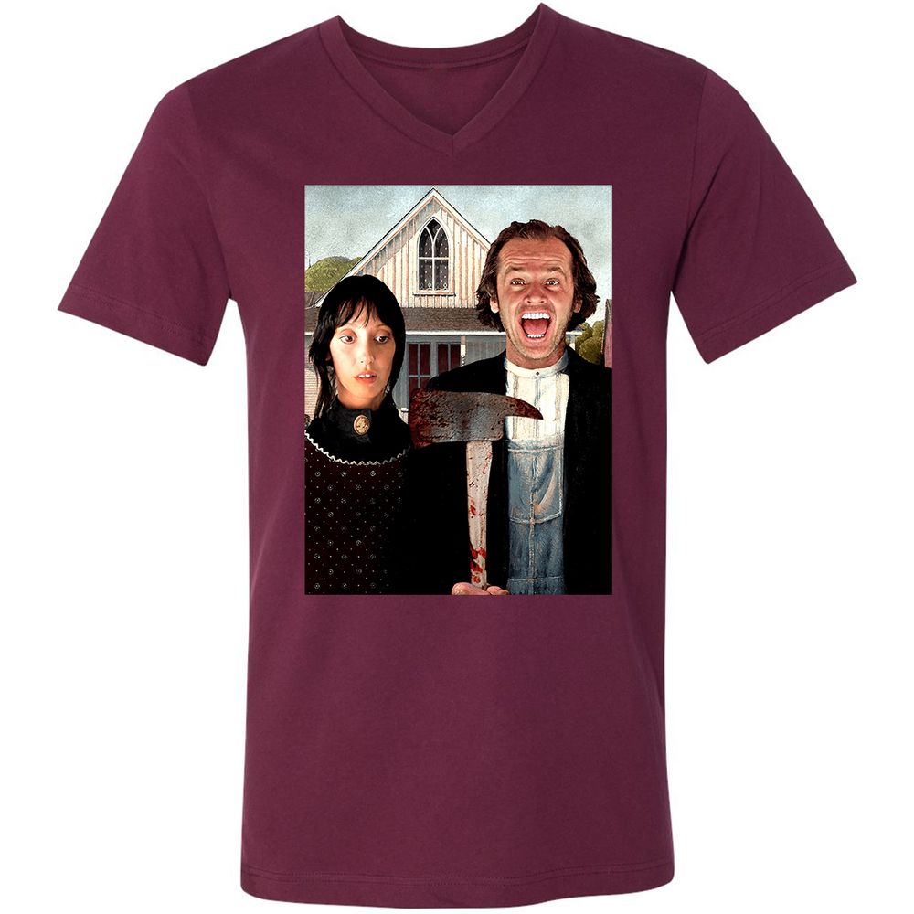 Unisex V-Neck T-Shirt - T1BJ8QQF - Maroon - 6