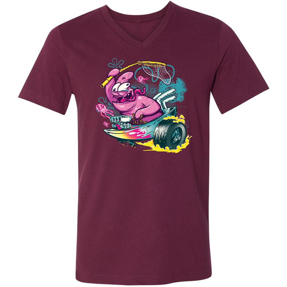 Unisex V-Neck T-Shirt - E4Q1GJP5 - Maroon - 6