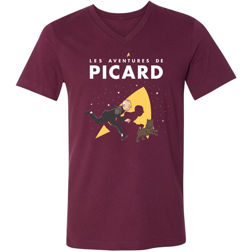 Unisex V-Neck T-Shirt - LZW8TEDW - Maroon - 6