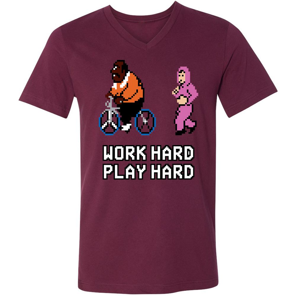 Unisex V-Neck T-Shirt - 1H75NU29 - Maroon - 6
