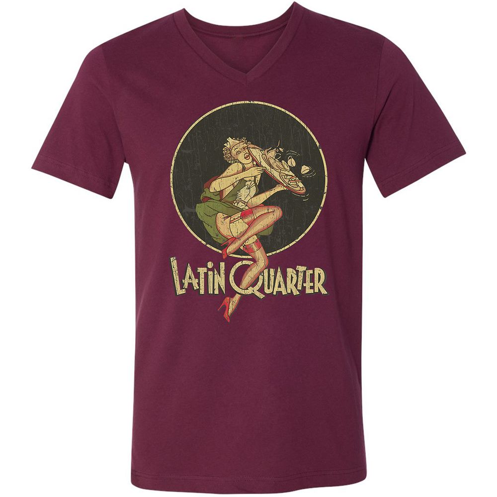 Unisex V-Neck T-Shirt - 5RU775VE - Maroon - 6