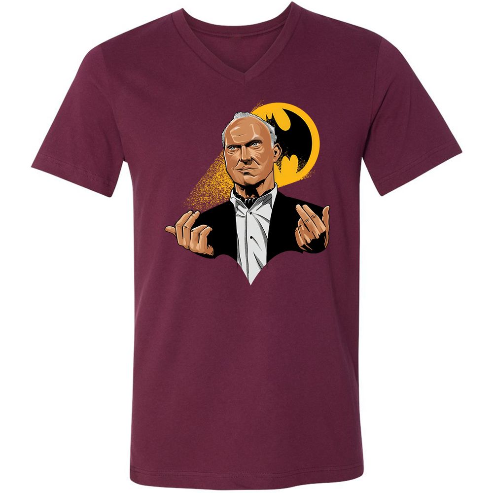 Unisex V-Neck T-Shirt - Q2ZS4ETE - Maroon - 6