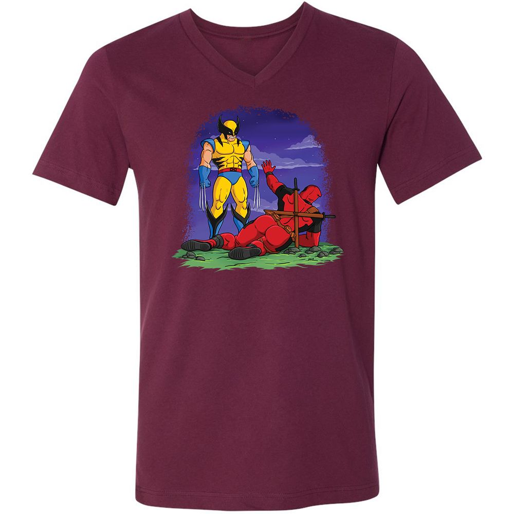 Unisex V-Neck T-Shirt - FG8WXZWB - Maroon - 6