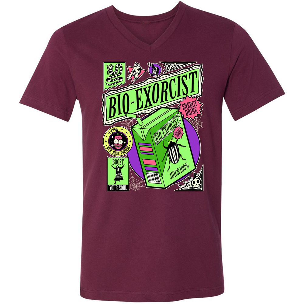 Unisex V-Neck T-Shirt - MJYZQLCX - Maroon - 6