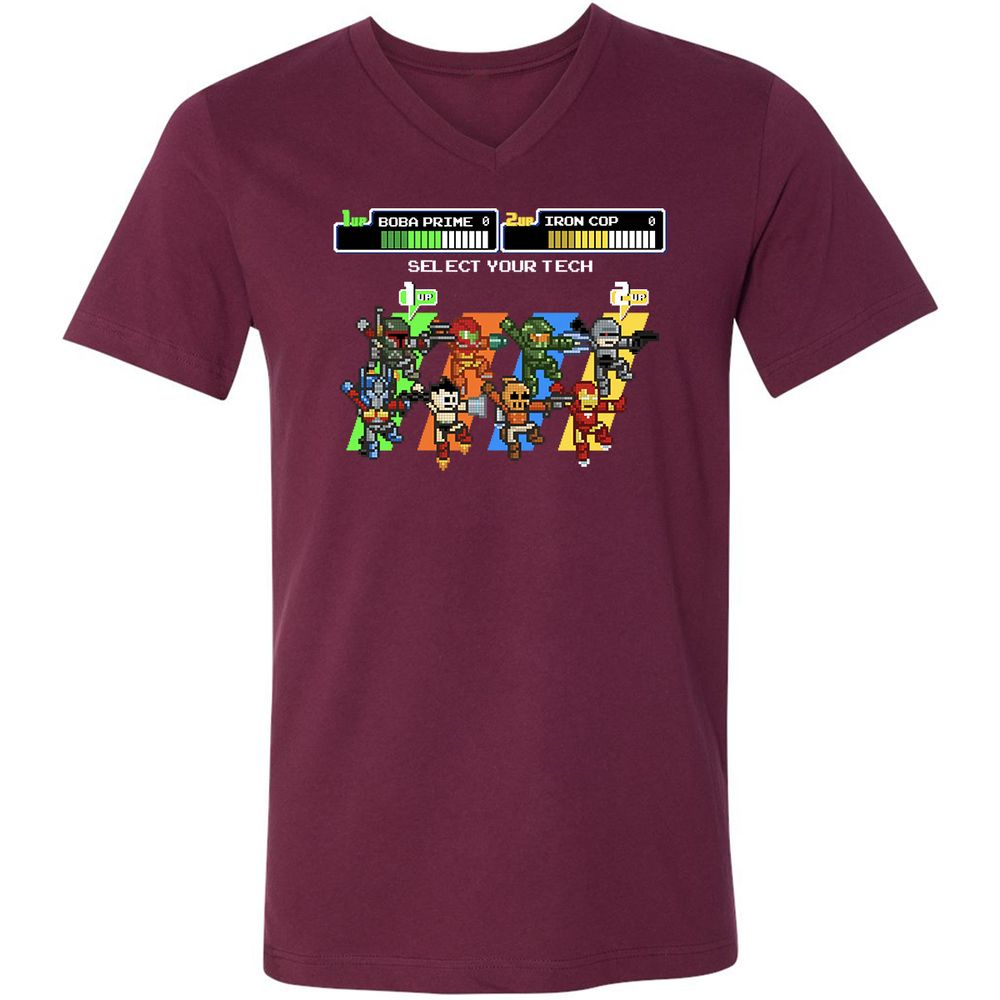 Unisex V-Neck T-Shirt - THQV8UVU - Maroon - 6