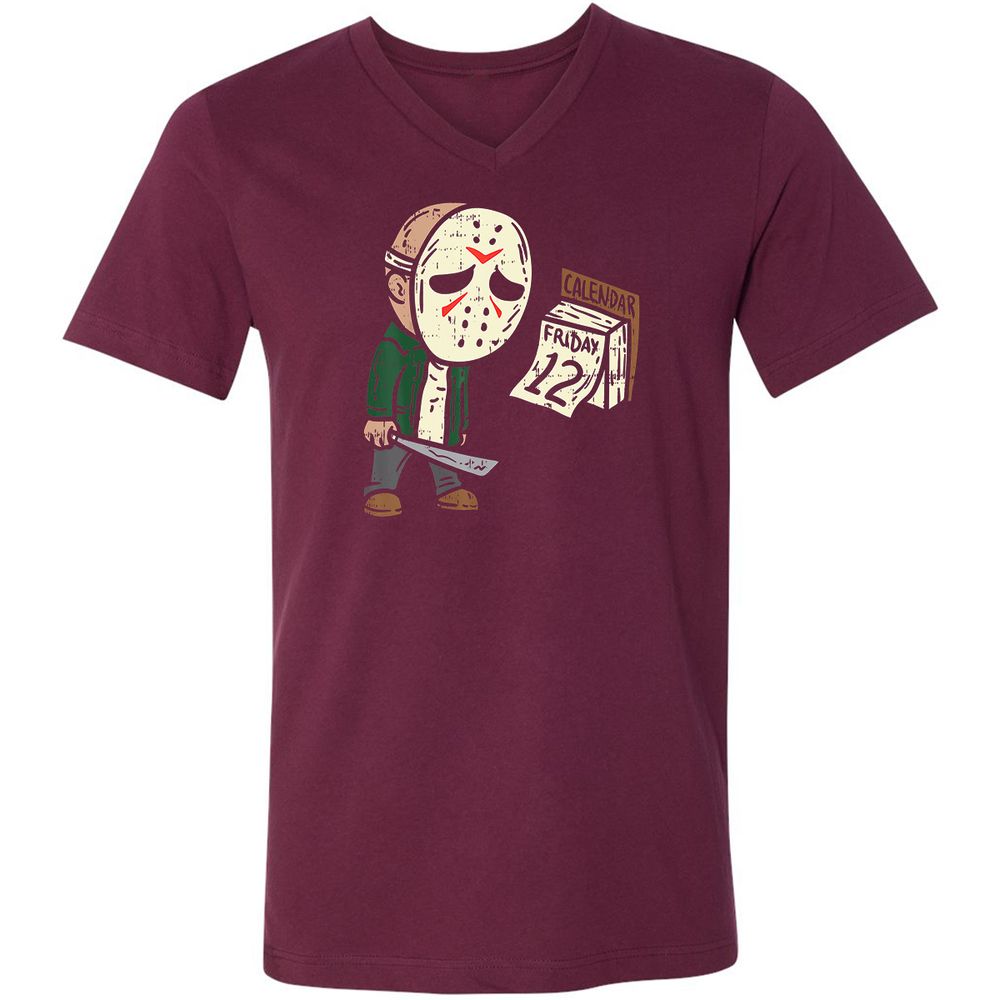 Unisex V-Neck T-Shirt - W1U9XN6D - Maroon - 6