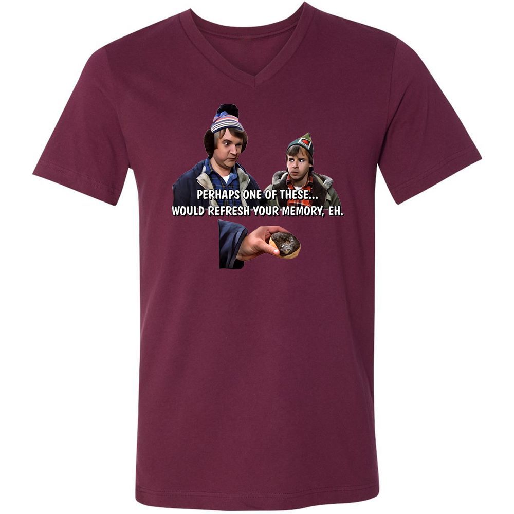Unisex V-Neck T-Shirt - 2HC23MQ7 - Maroon - 6