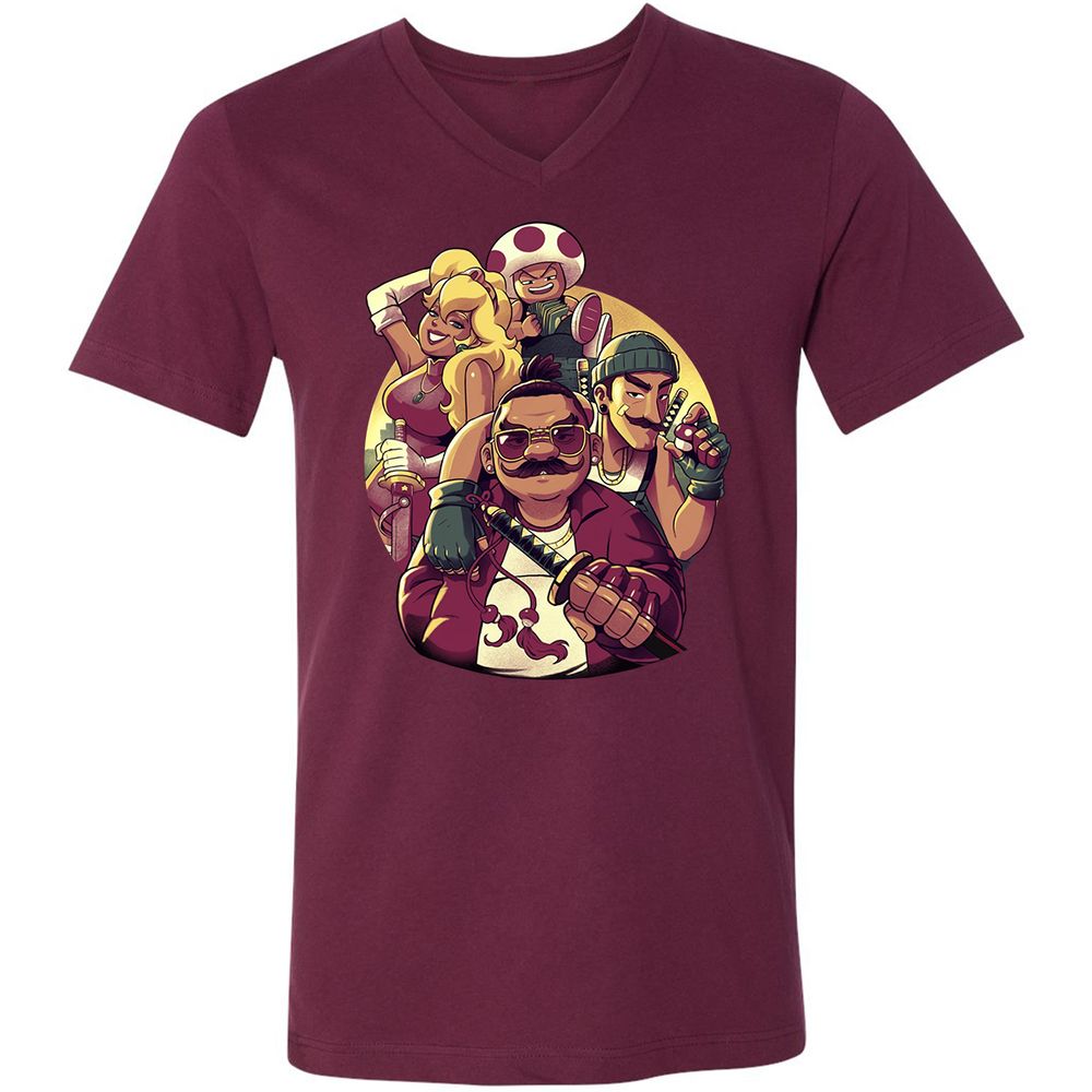 Unisex V-Neck T-Shirt - 543TZYCJ - Maroon - 6