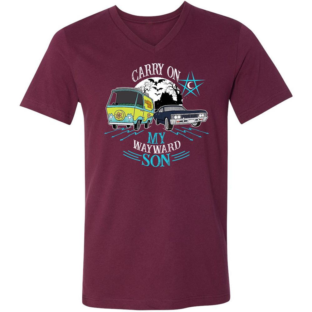 Unisex V-Neck T-Shirt - TZZBD337 - Maroon - 6