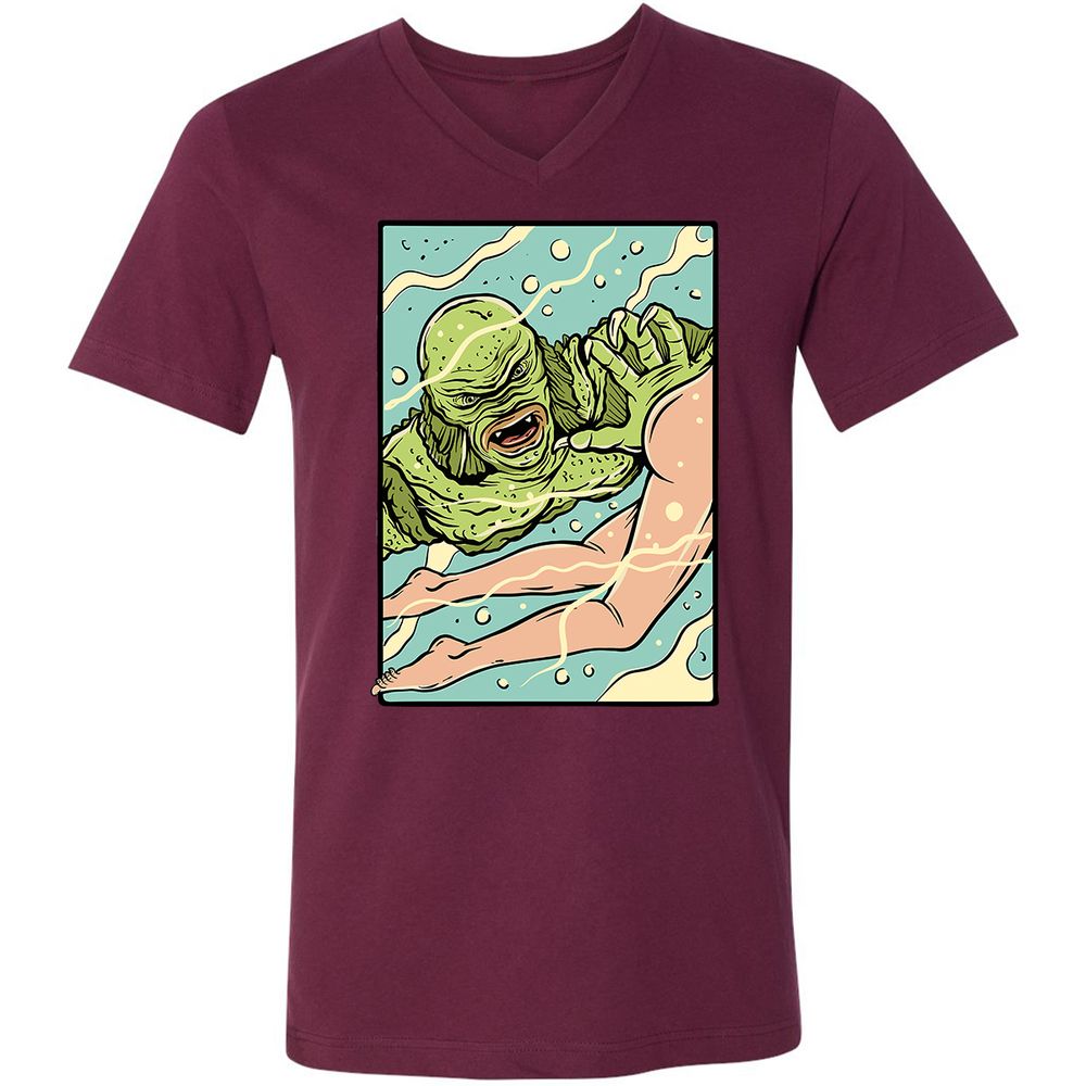 Unisex V-Neck T-Shirt - 6R6AJ4QU - Maroon - 6