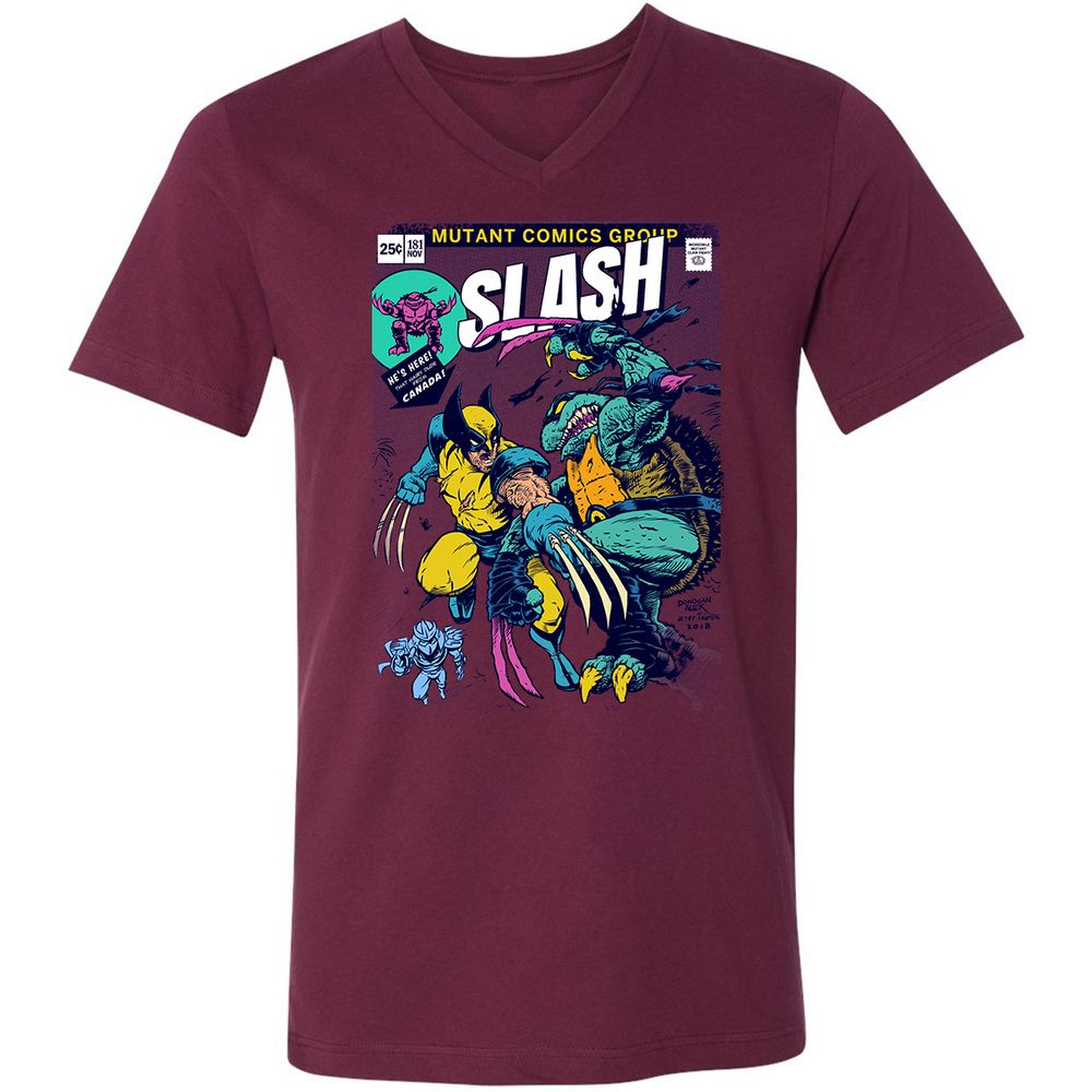 Unisex V-Neck T-Shirt - 9GPXKKDJ - Maroon - 6