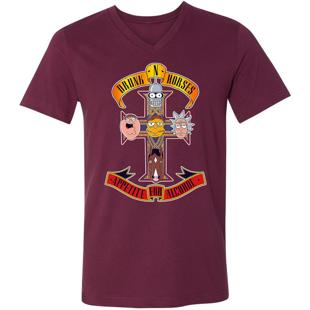 Unisex V-Neck T-Shirt - 48UHCCNW - Maroon - 6