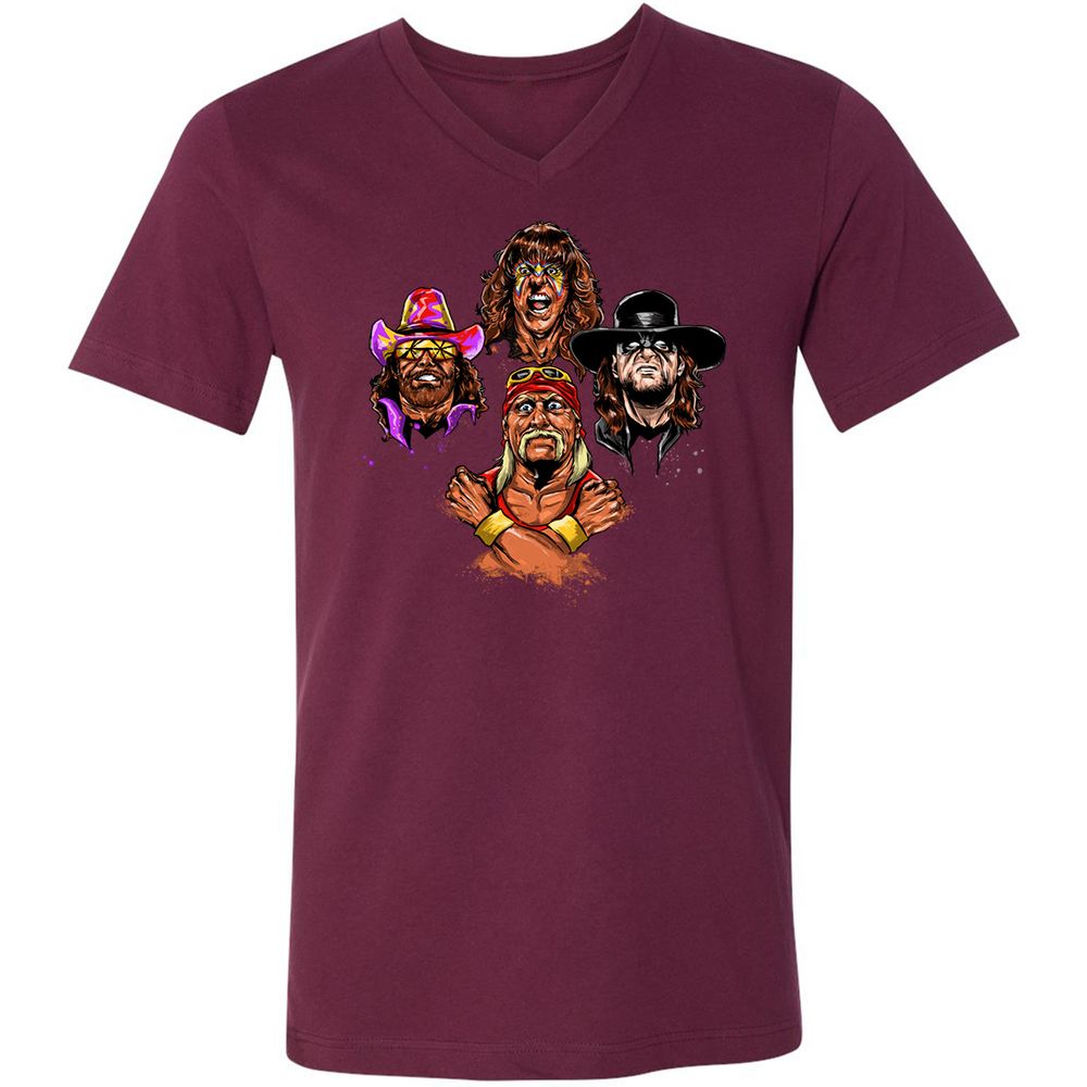 Unisex V-Neck T-Shirt - USCRWS78 - Maroon - 6