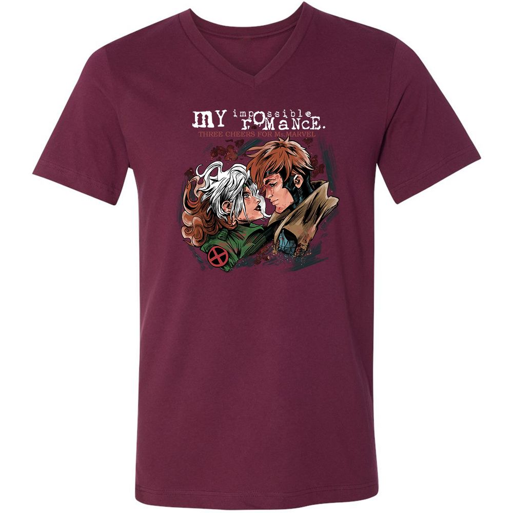 Unisex V-Neck T-Shirt - R79XZXU3 - Maroon - 6