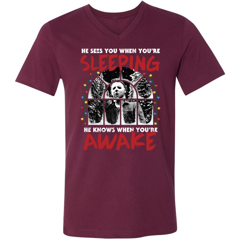 Unisex V-Neck T-Shirt - PCDG6MLP - Maroon - 6