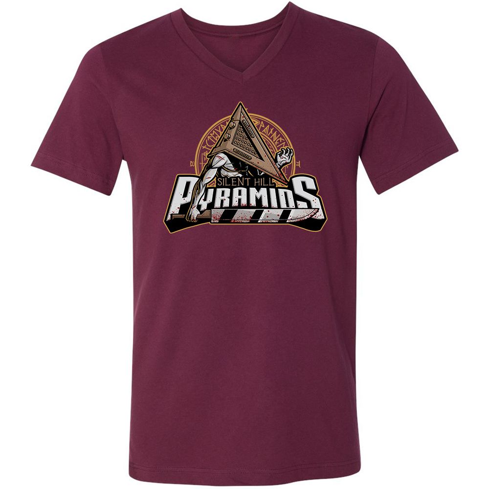Unisex V-Neck T-Shirt - YXBG6ET9 - Maroon - 6