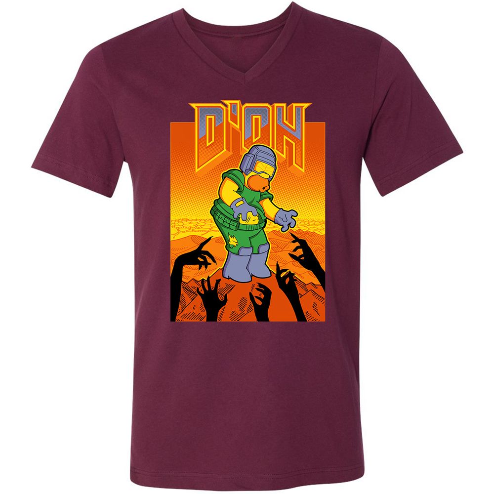Unisex V-Neck T-Shirt - RQKPZATB - Maroon - 6