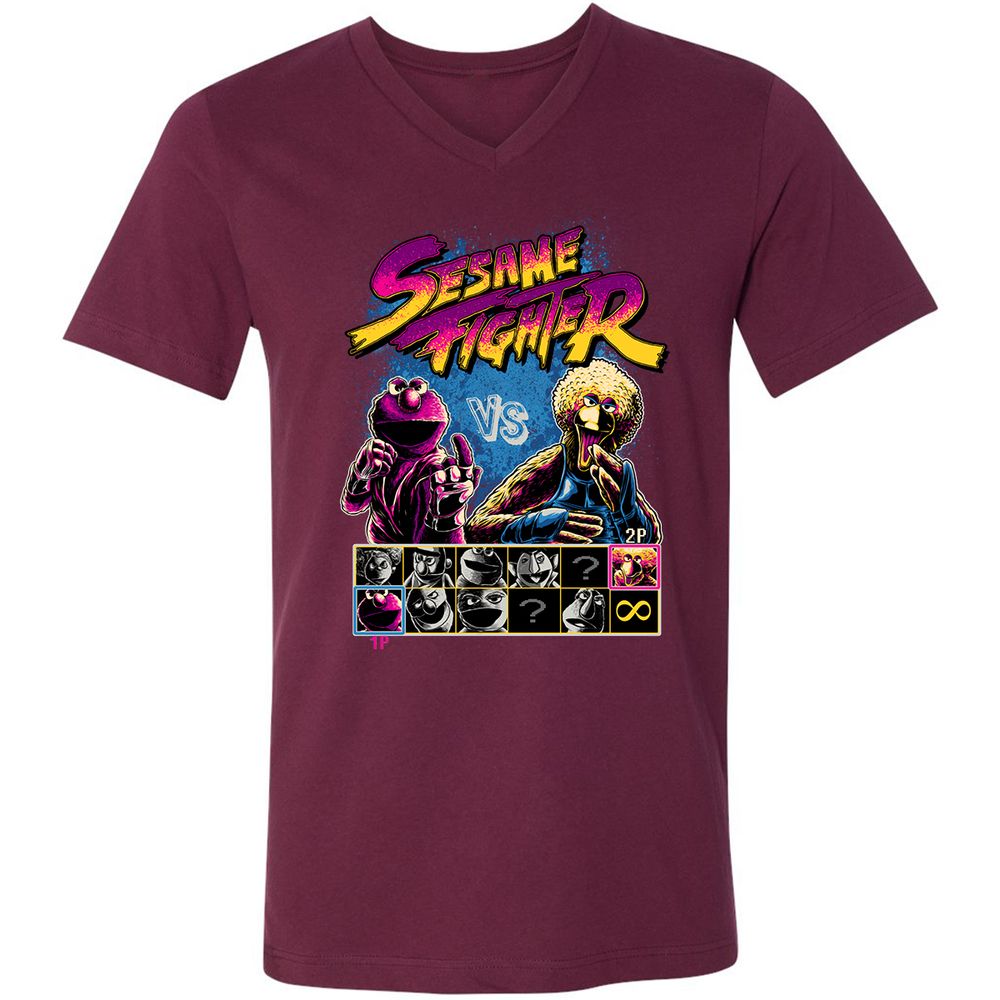 Unisex V-Neck T-Shirt - 5S7QX2KP - Maroon - 6