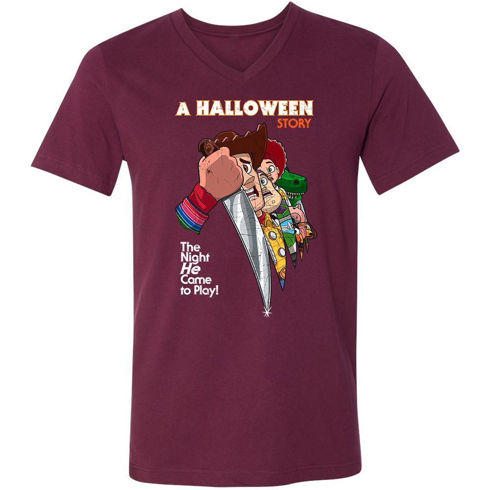 Unisex V-Neck T-Shirt - Q8ZWRSSV - Maroon - 6