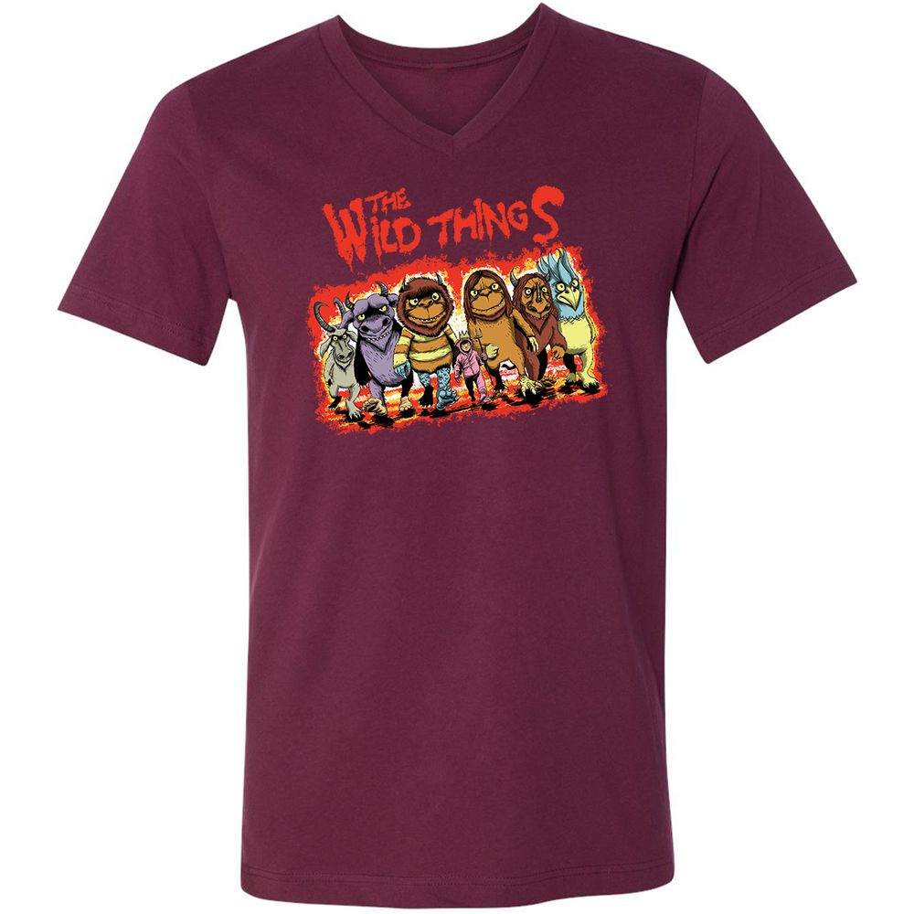 Unisex V-Neck T-Shirt - 9BBMXRZX - Maroon - 6