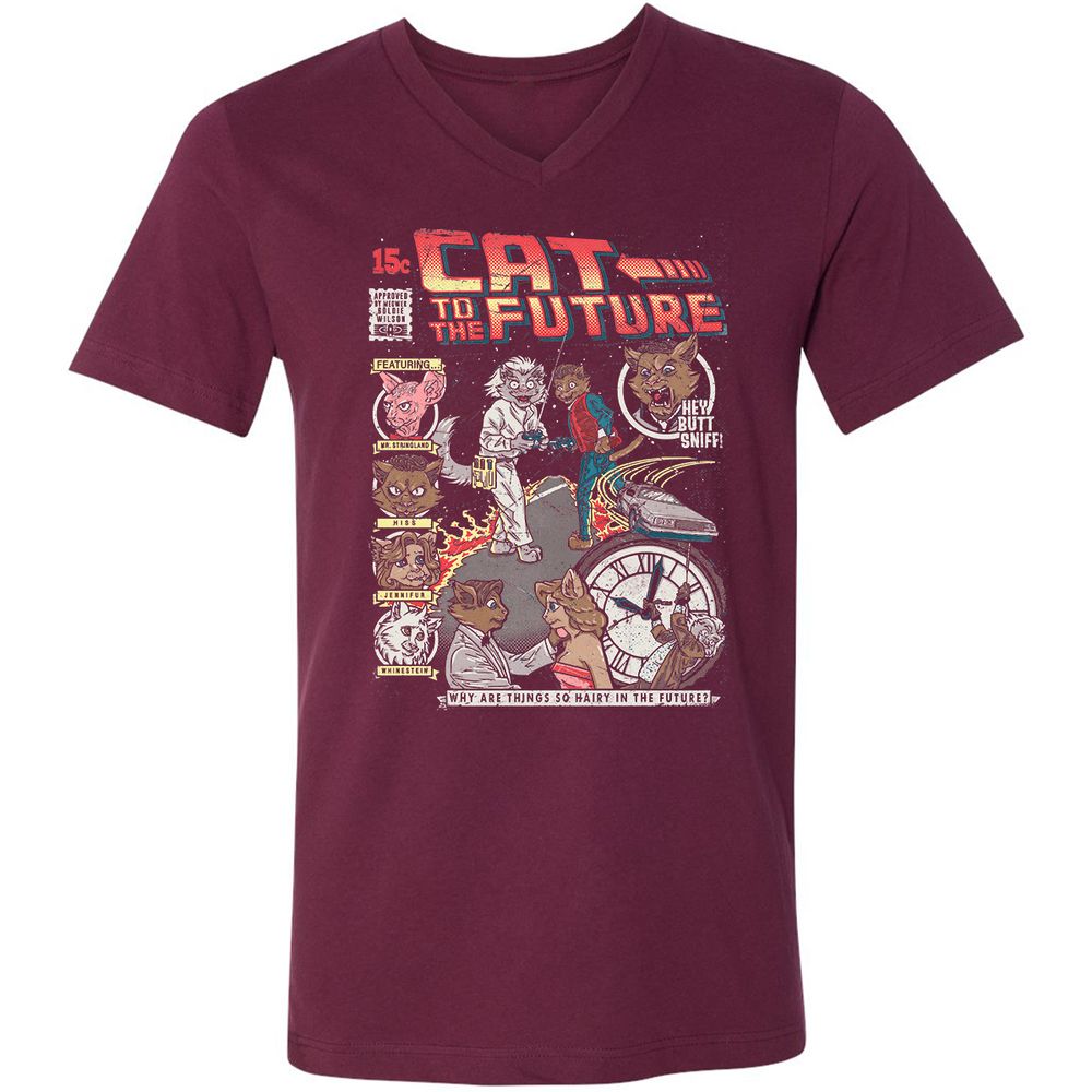 Unisex V-Neck T-Shirt - J716SPLA - Maroon - 6