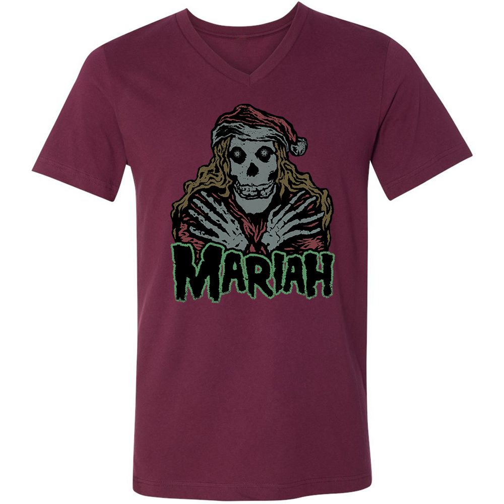 Unisex V-Neck T-Shirt - ELDR5SZF - Maroon - 6