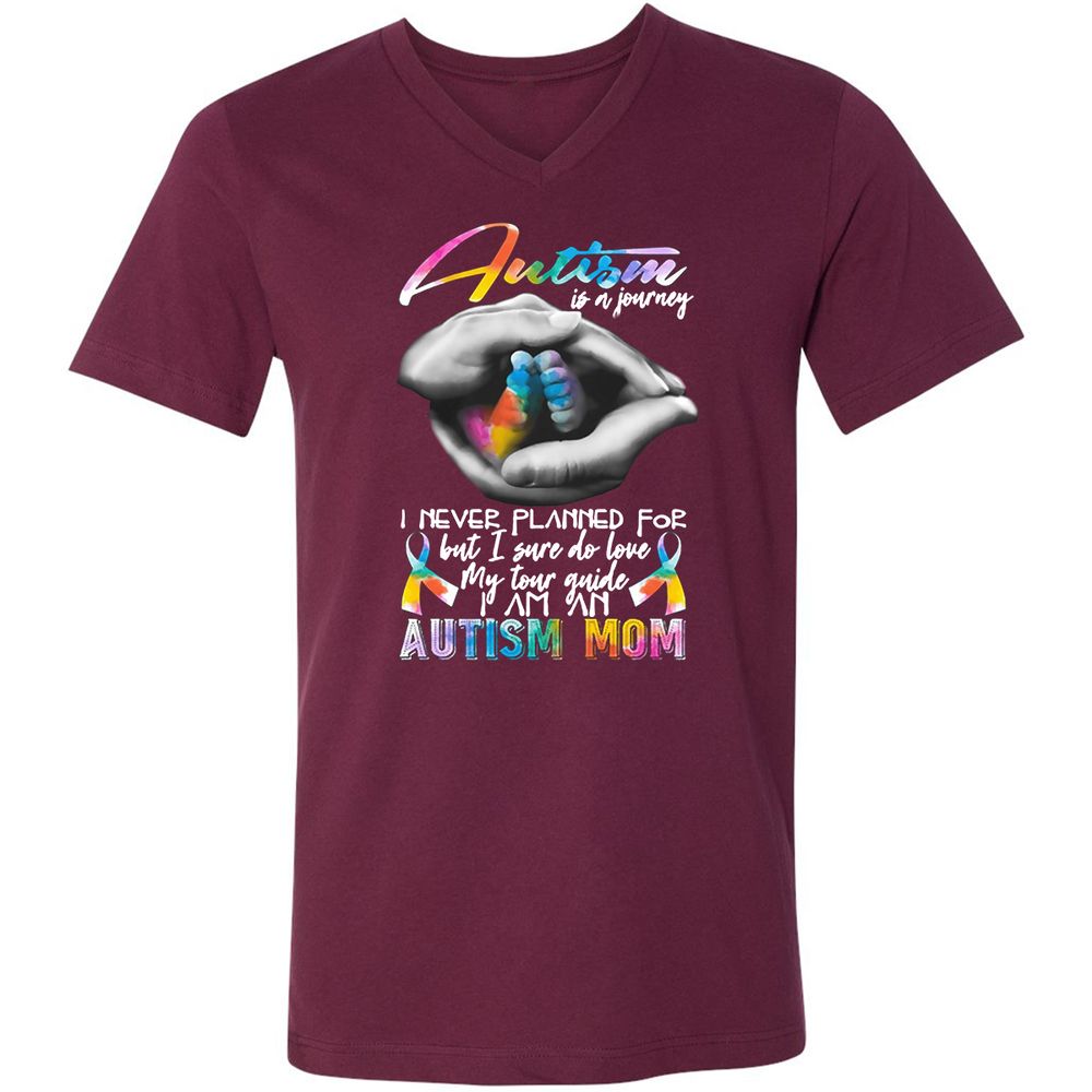 Unisex V-Neck T-Shirt - P1BDKZLG - Maroon - 6