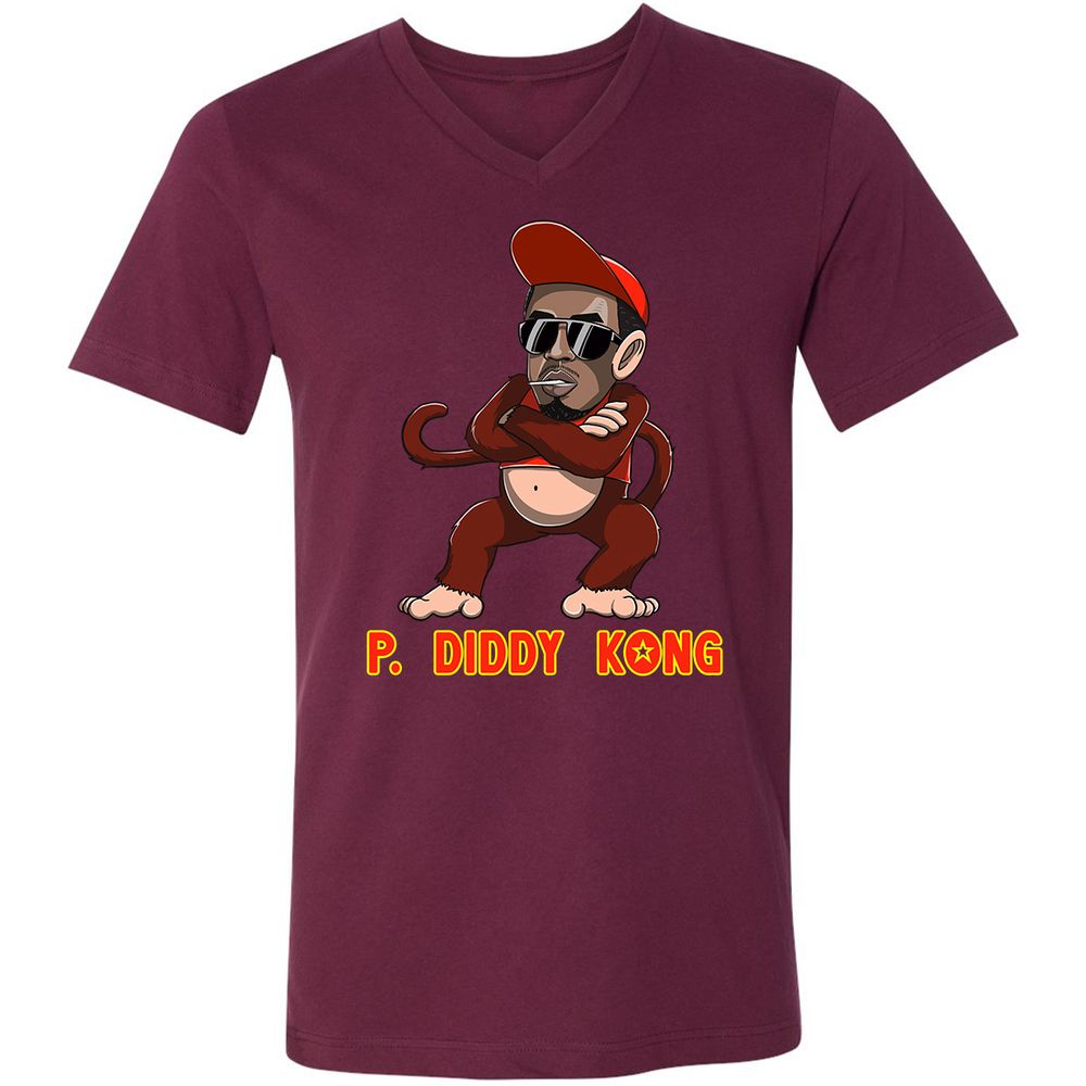Unisex V-Neck T-Shirt - 9TQ1A26L - Maroon - 6