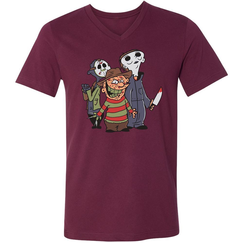Unisex V-Neck T-Shirt - 66JE8PQM - Maroon - 6