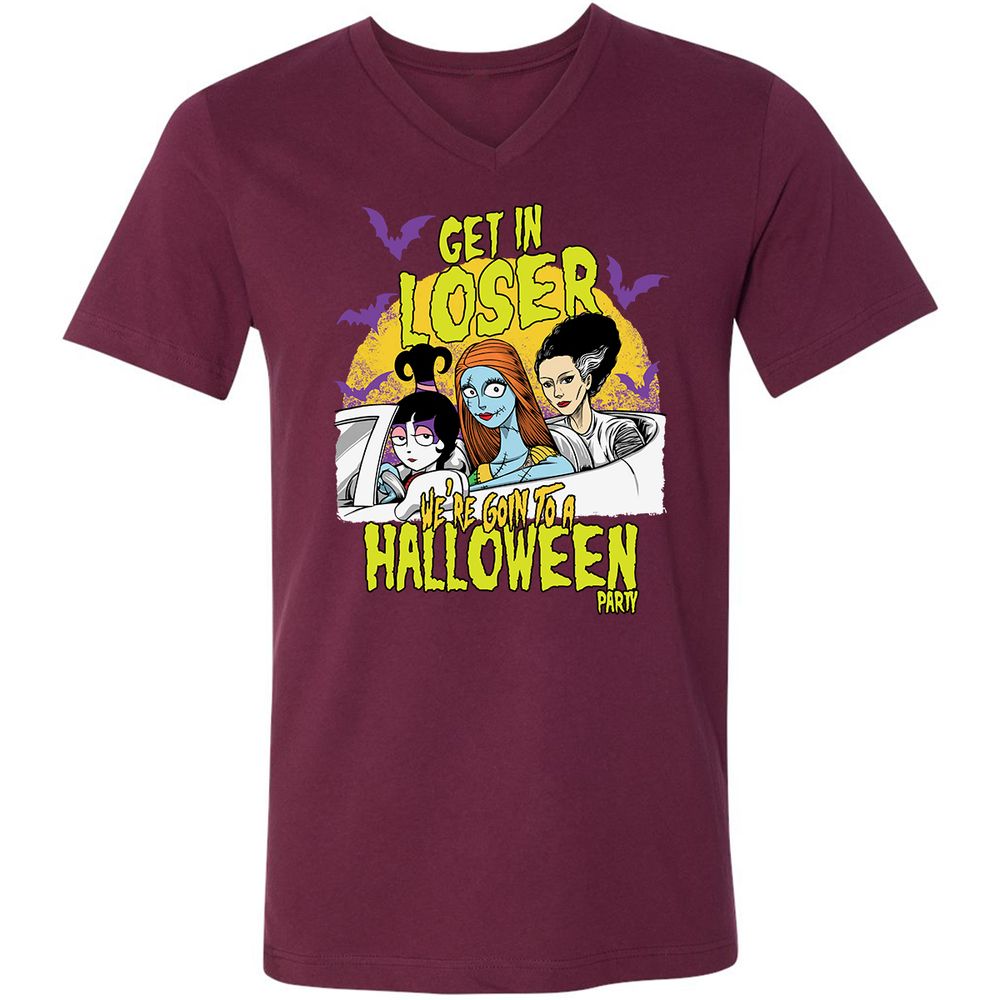 Unisex V-Neck T-Shirt - 4B29UTJD - Maroon - 6