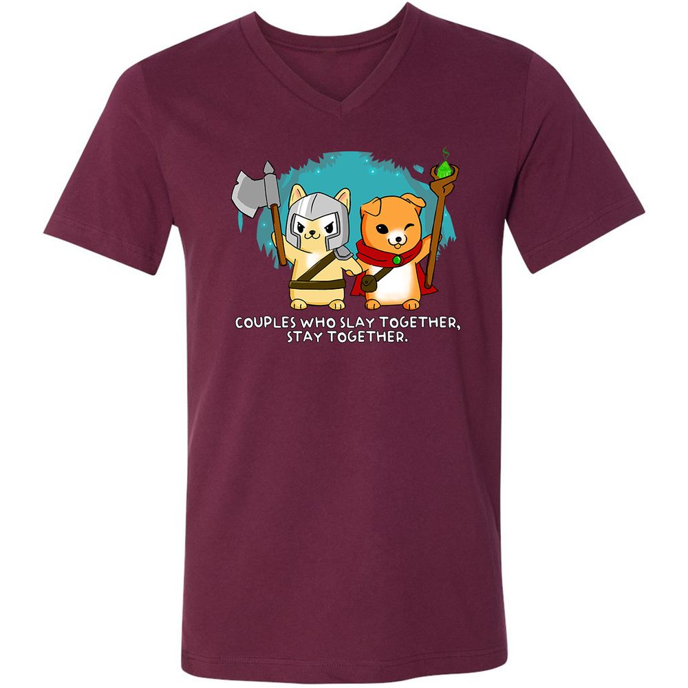 Unisex V-Neck T-Shirt - HP52UDY1 - Maroon - 6