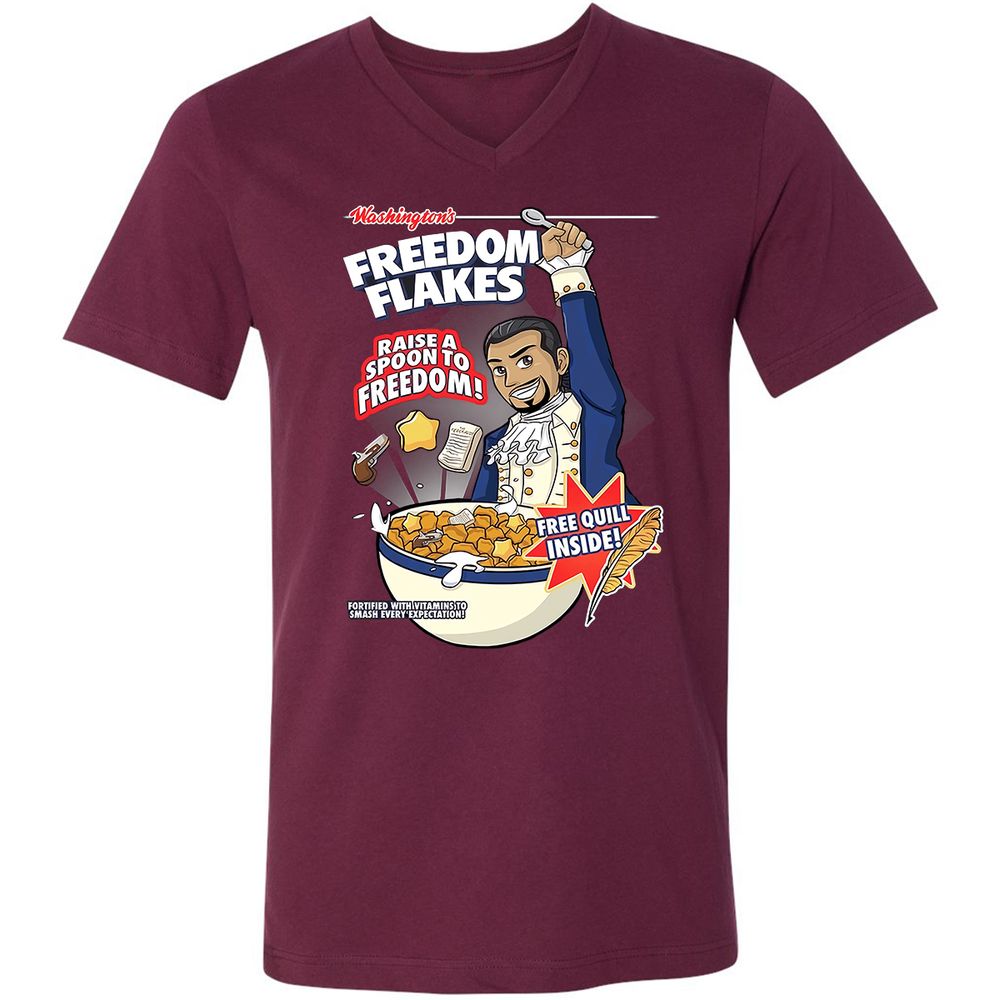 Unisex V-Neck T-Shirt - WVYJUXYH - Maroon - 6