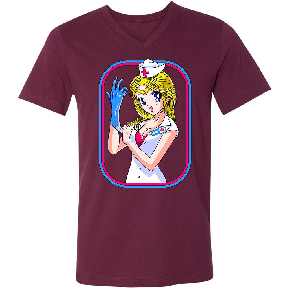 Unisex V-Neck T-Shirt - X7ZT92US - Maroon - 6