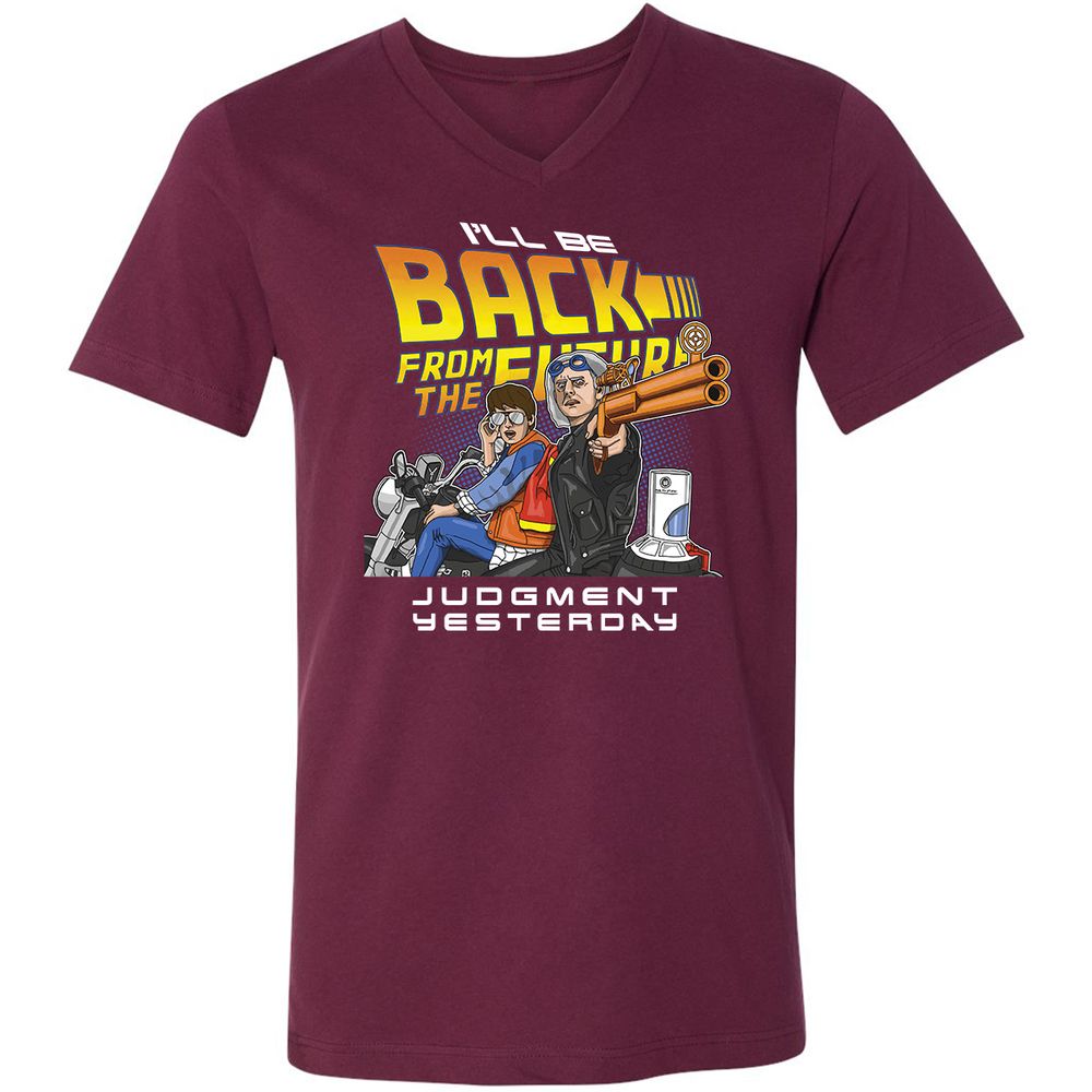 Unisex V-Neck T-Shirt - TUPHZ615 - Maroon - 6