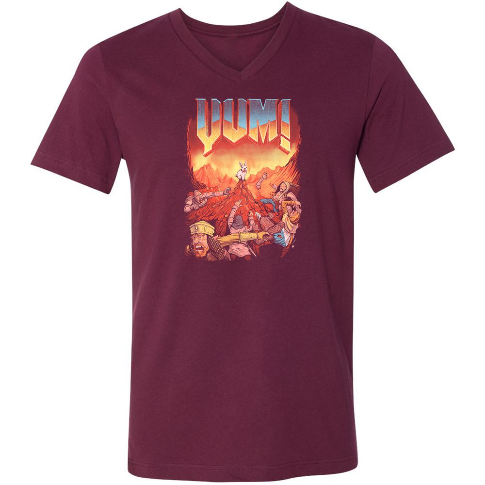 Unisex V-Neck T-Shirt - G9UGDK9P - Maroon - 6