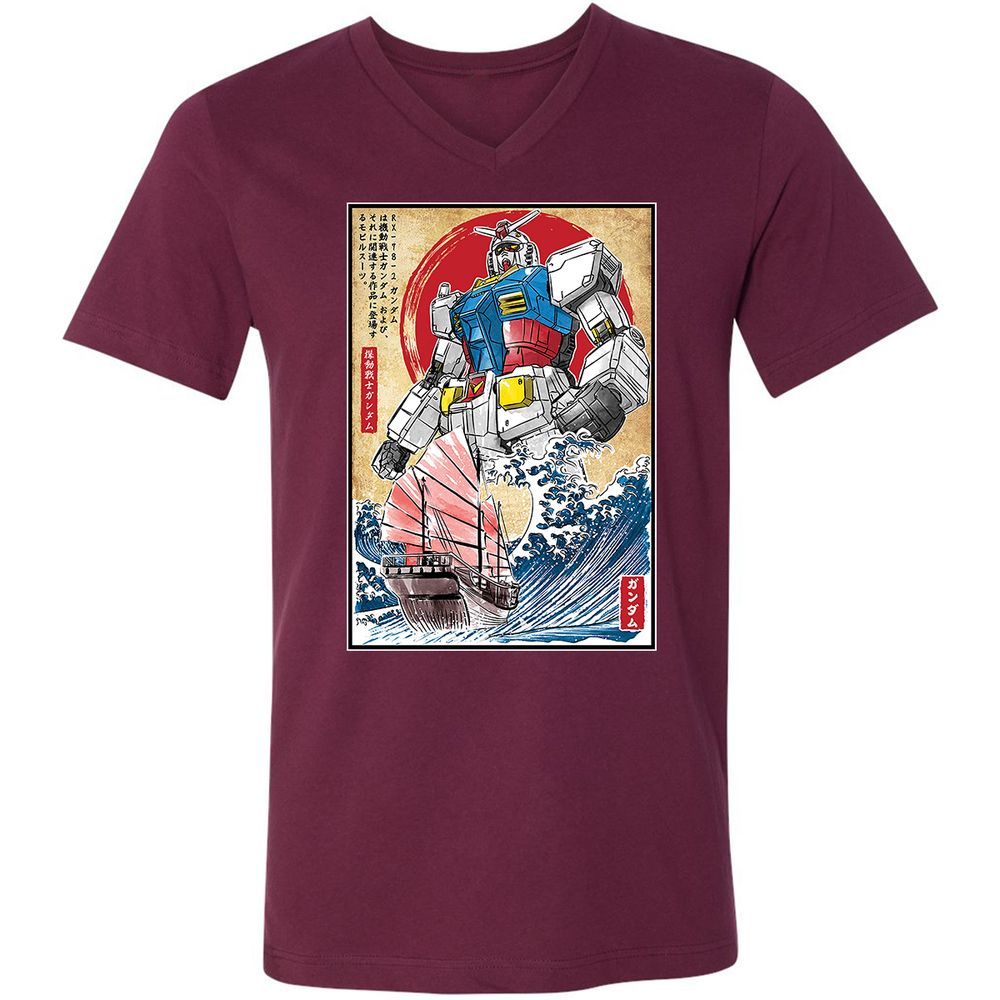 Unisex V-Neck T-Shirt - TCSQ2H63 - Maroon - 6
