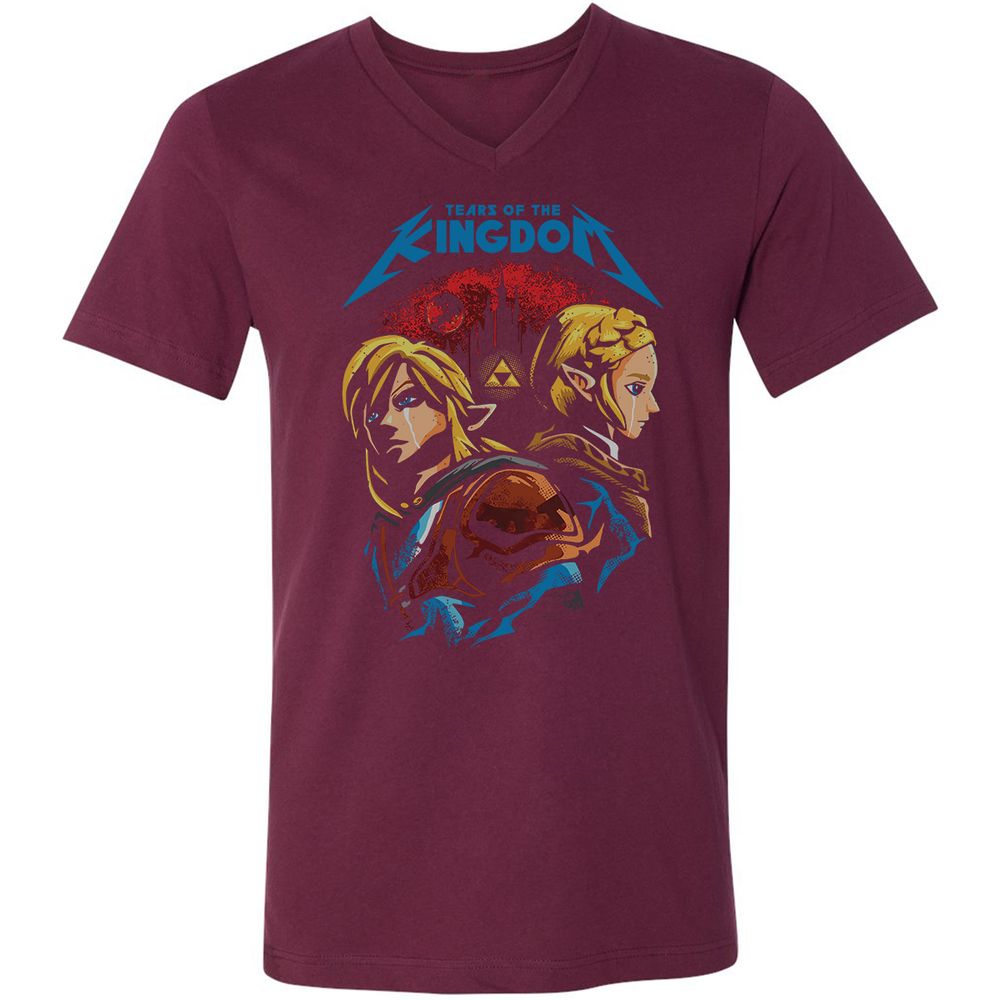 Unisex V-Neck T-Shirt - 9XS8C3AP - Maroon - 6