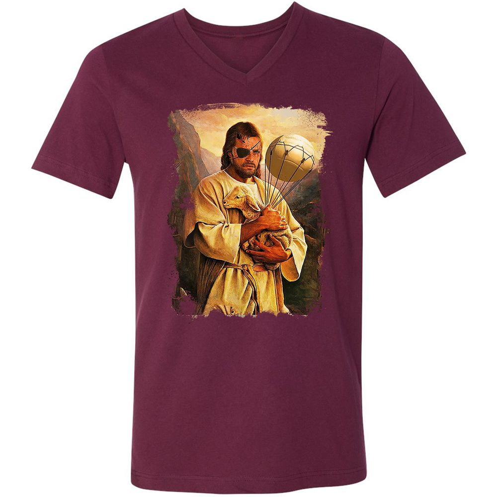Unisex V-Neck T-Shirt - AM89FL92 - Maroon - 6