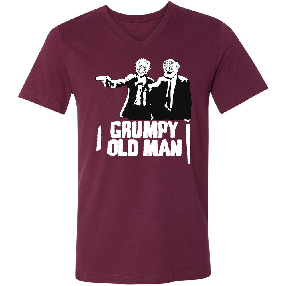 Unisex V-Neck T-Shirt - JQ1H69BQ - Maroon - 6