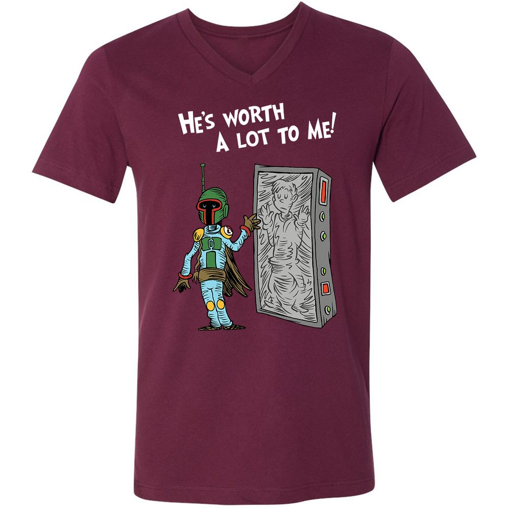 Unisex V-Neck T-Shirt - CXGAYZ3W - Maroon - 6