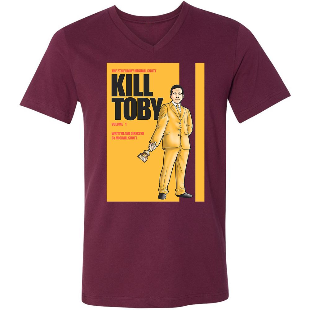 Unisex V-Neck T-Shirt - DFE1HZ8K - Maroon - 6