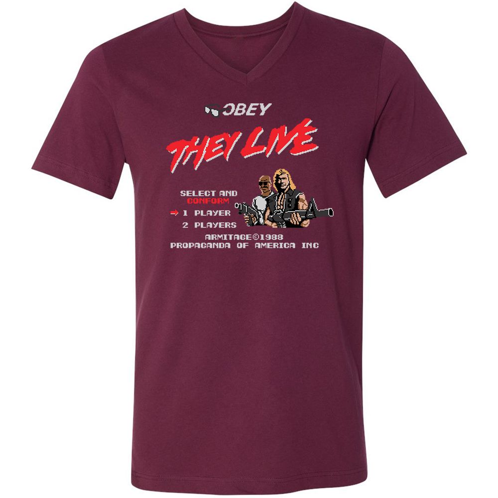 Unisex V-Neck T-Shirt - PZPZ2CQV - Maroon - 6