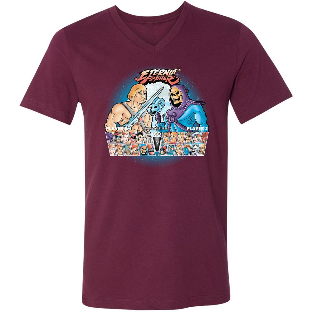 Unisex V-Neck T-Shirt - Q2V9HDHV - Maroon - 6