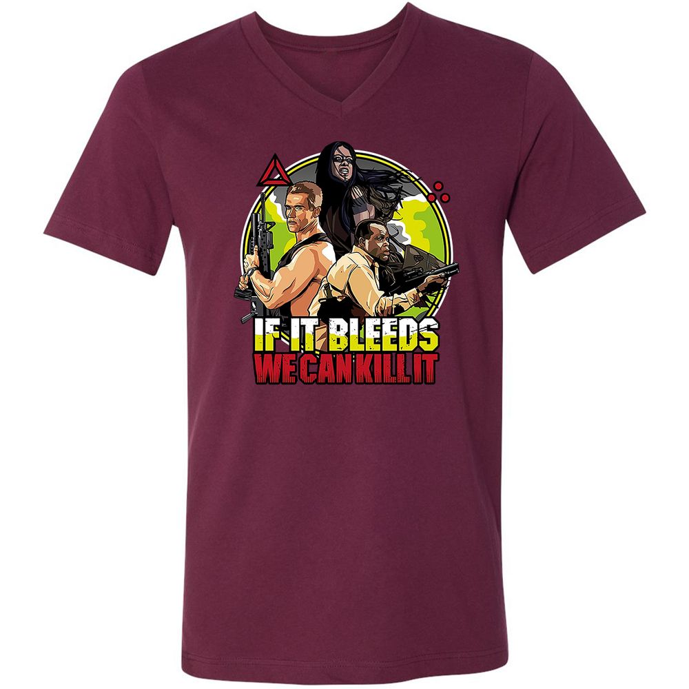 Unisex V-Neck T-Shirt - UPDDK8ZA - Maroon - 6