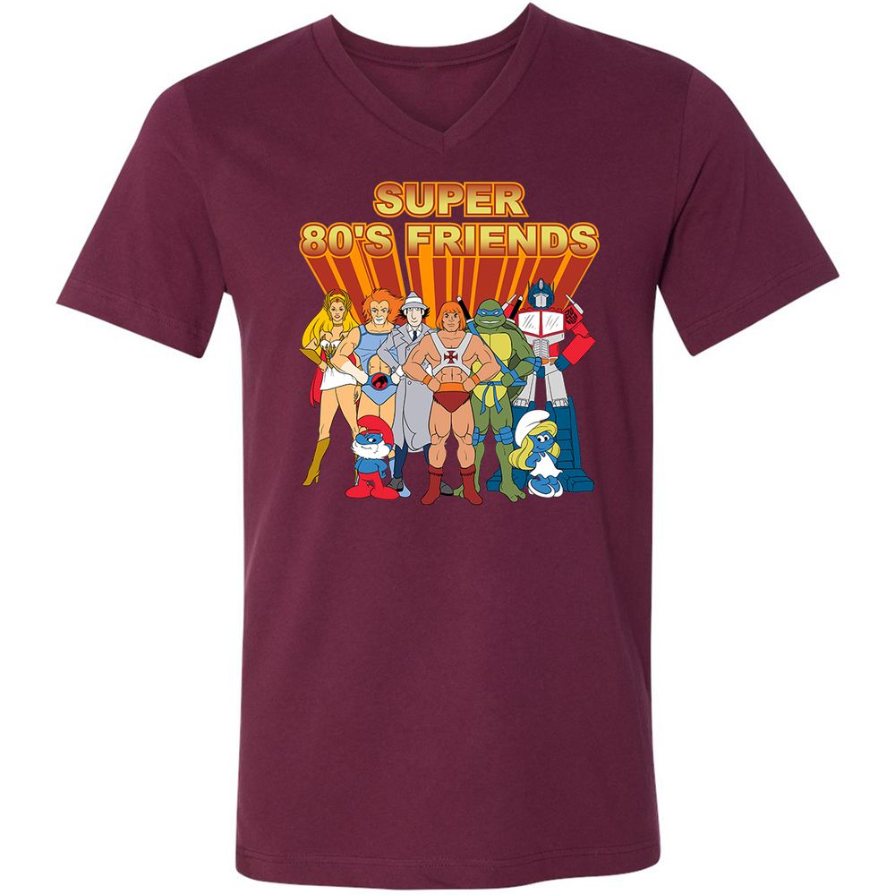 Unisex V-Neck T-Shirt - LXBDKXS9 - Maroon - 6