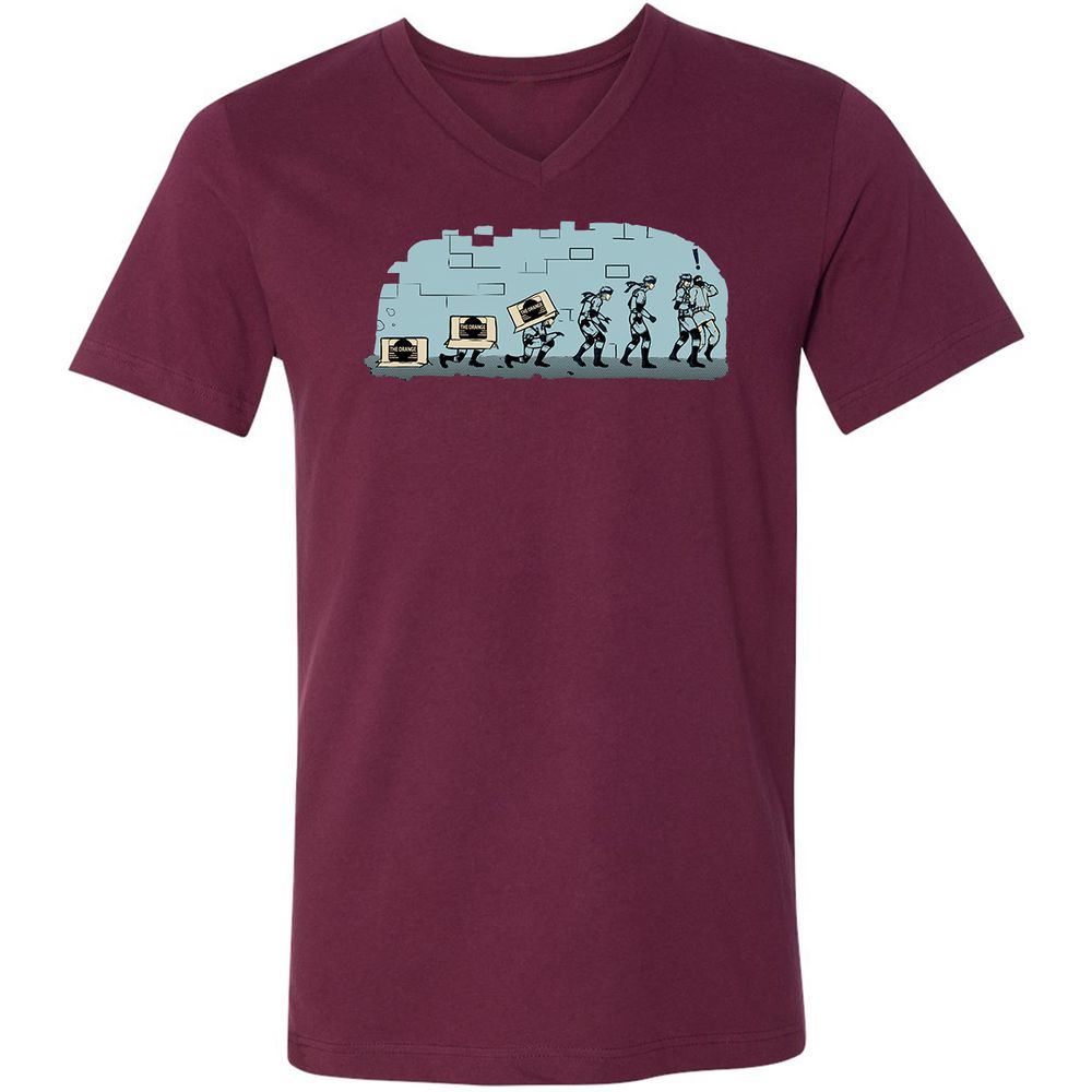 Unisex V-Neck T-Shirt - R16BXFC9 - Maroon - 6