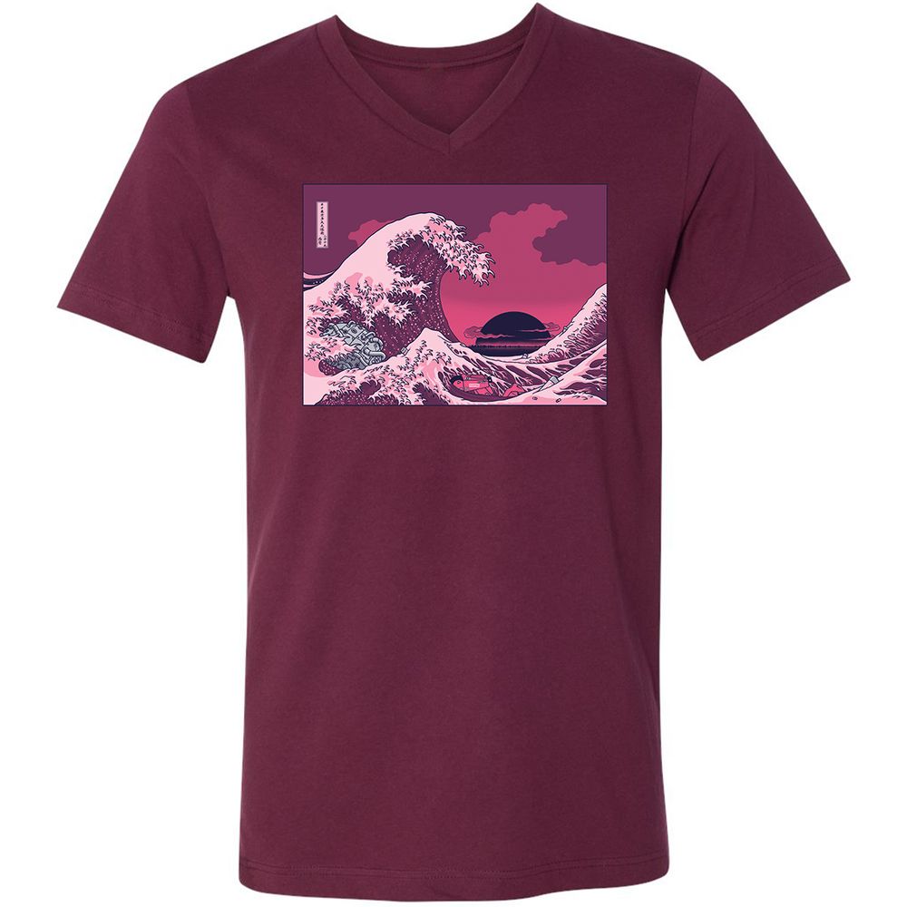 Unisex V-Neck T-Shirt - X3K16NQX - Maroon - 6