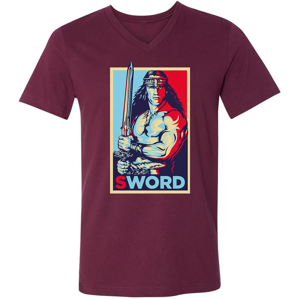 Unisex V-Neck T-Shirt - K8JV657Z - Maroon - 6